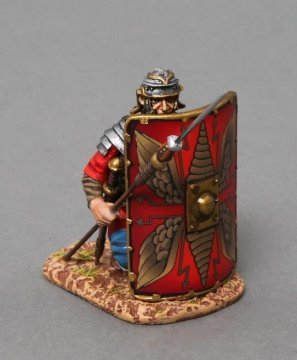Kneeling Legionnaire with Pilum Protruding - Red Shield