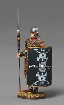 Roman Sentry in Scale Armor with Black 30th Legion Shield