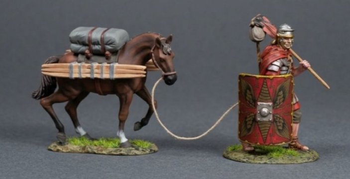Roman with Pony - Traditional Red Shield
