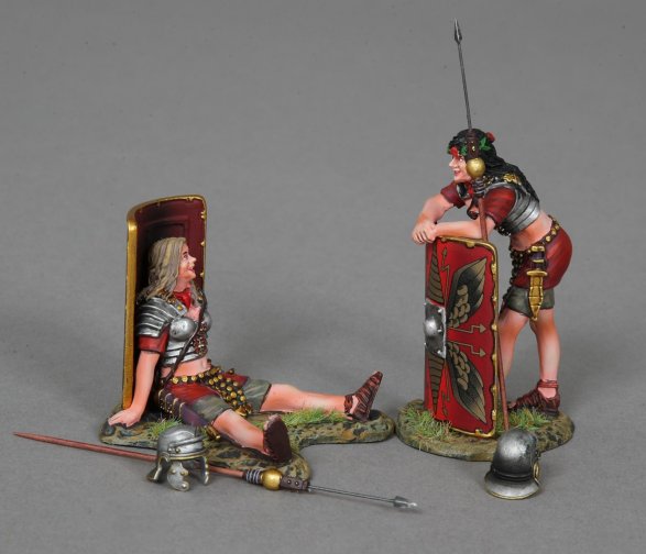 Female Legionnaires Aurelia and Anna with Red Shields
