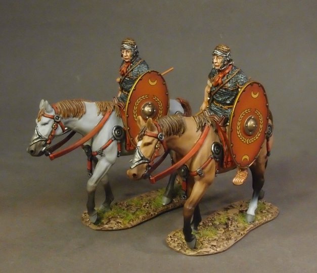 Two Cavalry Walking with Red Shield #1 - Roman Auxiliary Cavalry