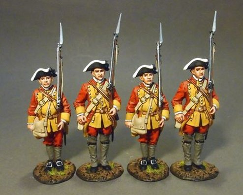 Four Line Infantry at Attention, Set #1, Connecticut Provincial Regiment