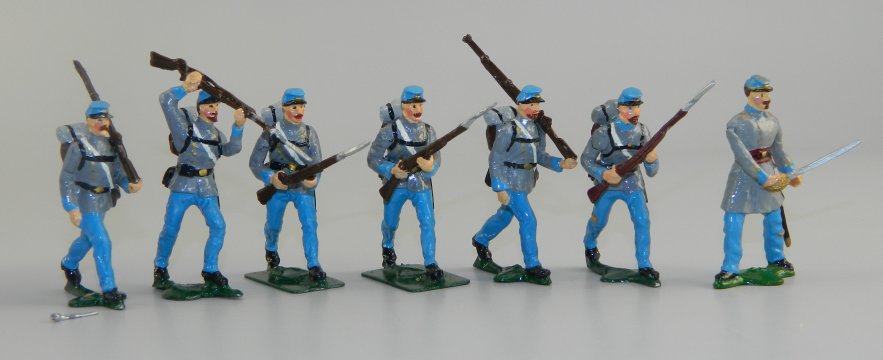 Confederate Officer & Infantry Marching