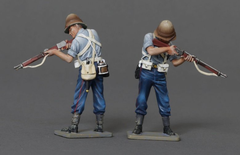 Two Soldiers Standing and Firing Down