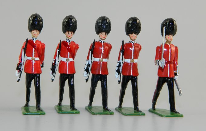 Canadian Governor General's Foot Guards Officer & 4 Guardsmen Marching