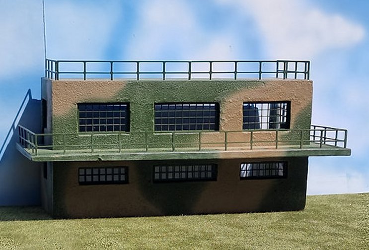 WWII Airfield Control Tower Façade - Green/Beige
