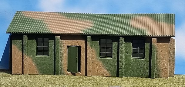 WWII Airfield Dispersal Hut Facade - Green/Beige