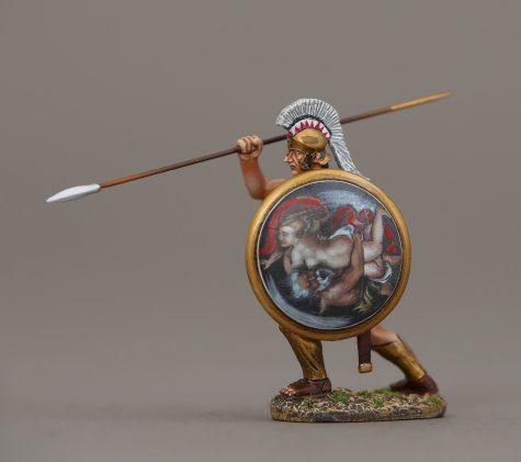 Spartan Warrior Thrusting Spear - Zeus with Girl on Shield
