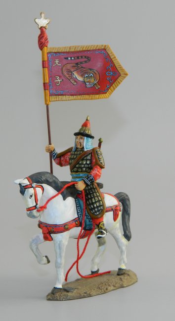 Chinese Flagbearer on White Horse