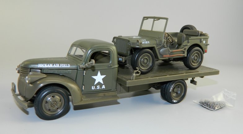 1941 Military Chevy Flatbed Truck with Willys Jeep