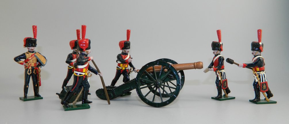 Officer and 5 Gunners with Field Gun  French Horse Artillery of the Guards