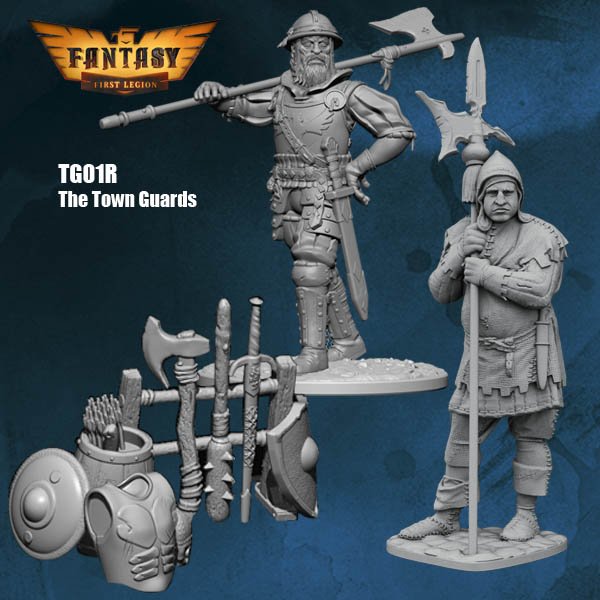 The Town Guards - 2 Figures Plus Weapons Rack