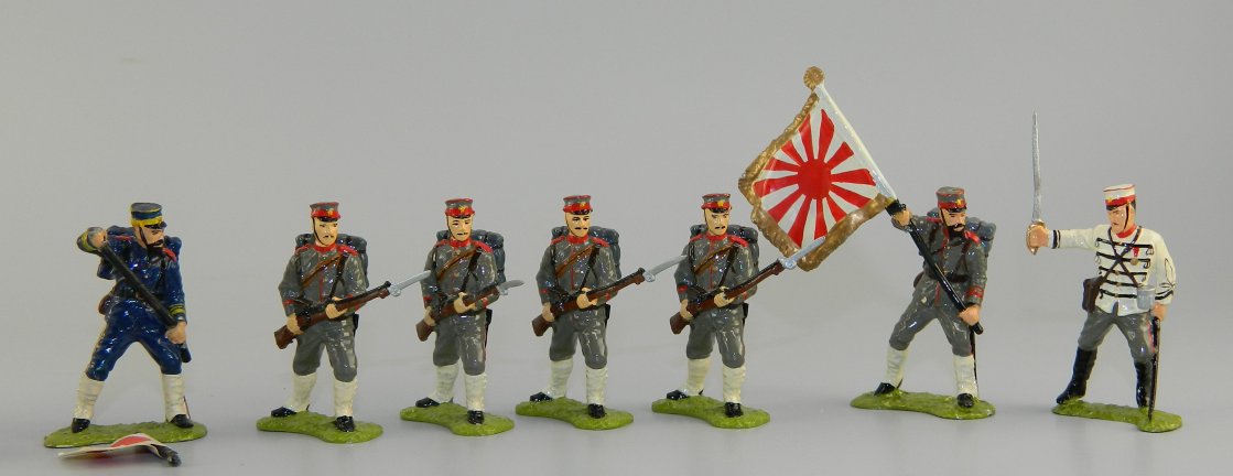 Japanese Soldiers, Officer & Flag Bearers