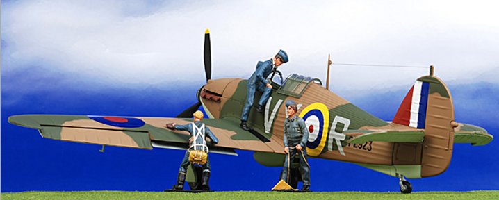 Hawker Hurricane Mk I, RAF No.85 Sqn, Albert Lewis, w/3 Figures