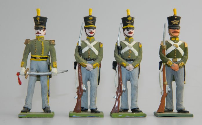 Officer & 3 US Marines at Attention, 1833