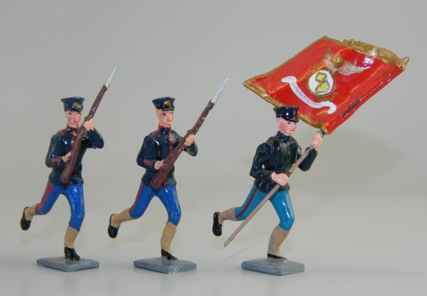 US Marine Colors & 2 Soldiers Advancing - Boxer Rebellion