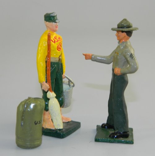 USMC Drill Instructor & Recruit w/Bucket, Mop & Seabag