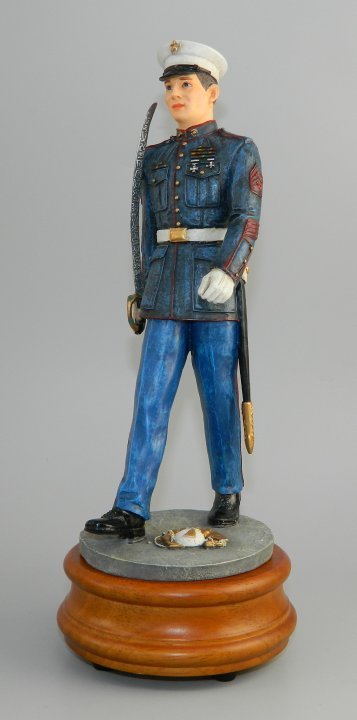 "The Few" Marine Statue Music Box