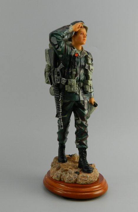 "Walk in the Park" Army Soldier on Patrol Statue Miniature Figurine