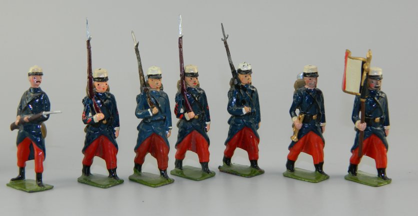 French Foreign Legion Marching with Bugler and Flag Bearer