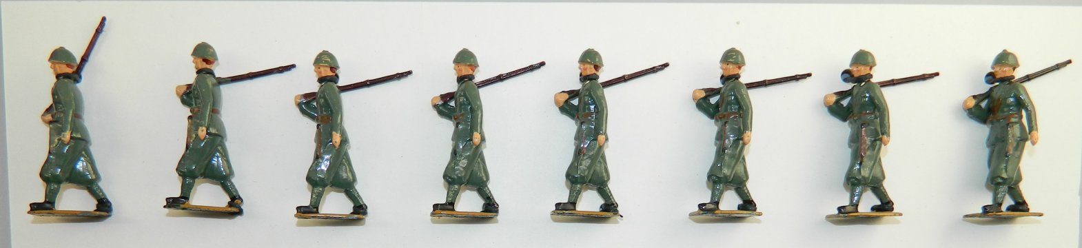 WWI Soldiers in Steel Helmets Marching