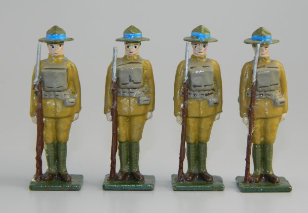 Four WWI Soldiers at Attention