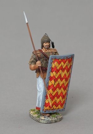 Advancing Egyptian Marine, Spear Lowered - Red/Yellow Striped Shield