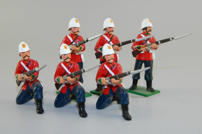 "At The Ready" 3 Privates Standing, 3 Kneeling - 24th Regt., Zulu War
