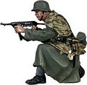 German Grenadier Kneeling Firing MP40 in Zeltbahn and Greatcoat, Winter 1944-45