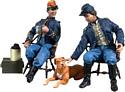 “Good Friends and Good Conversation” Two Seated Union Officers with Dog