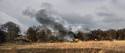 "Two Down, One to Go!" T-34/85 Russian Tanks Burning on the Eastern Front Scenic Backdrop