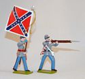 Confederate Infantry - Sergeant with Flag & Private Standing Firing