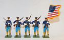 1906-1910 U. S. Marines in Sea Blues, Double Time March – US Flag, Officer w/Sword & 3 Marines