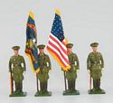 China Horse Marines Dismounted Color Party w/ US and Blue USMC Flags