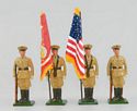 China Horse Marines Dismounted Color Party in Tans - US & Red USMC Flags