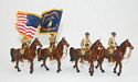 1917 USMC Horse Marines in Summer Tans w/Steel Helmets - US & USMC 6th Regt Flags