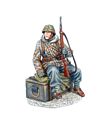 German Waffen SS Panzer Grenadier Seated on Crate with K98
