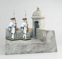 Spanish Castle Corner & Turret with 2 Soldiers