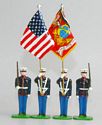 USMC Marine Corps Color Party at Attention in Dress Blues