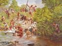 "Ensign Downing's Escape" Battle of Wyoming, July 3, 1778 - Canvas Giclee