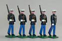 USMC Dress Blues - Officer & Sergeant w/Marines Marching at Right Shoulder Arms