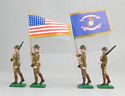 WWI Color Party - 2 Soldiers, US Flagbearer & Blue USMC Flagbearer