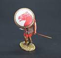 Marching Hoplite with Red Horse Head Shield Over Head