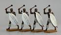 Four Running Zulu Warriors with Shields & Clubs