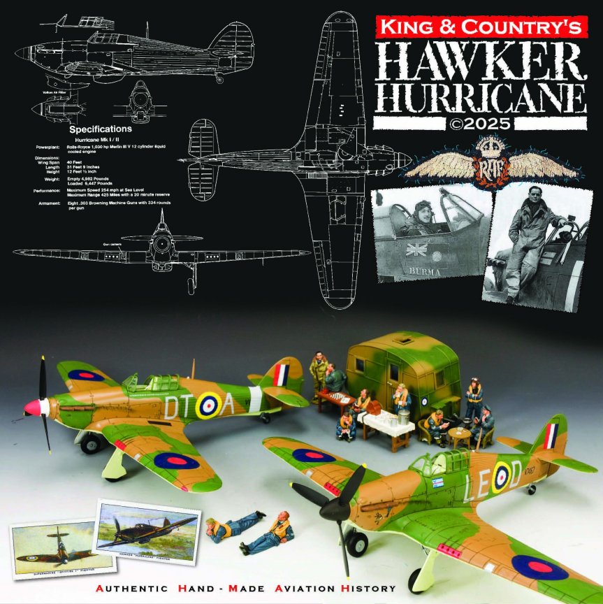 Figurine King & Country RAF – Hawker Hurricane Sqdn. Ldr. Robert Stanford Tuck, Plomb Peint