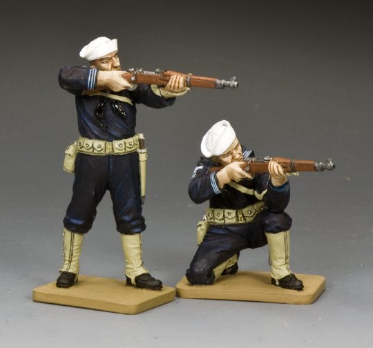 Figurine King & Country USN027 – Marin à Genoux Tirant Au Fusil, 54mm, Plomb Peint