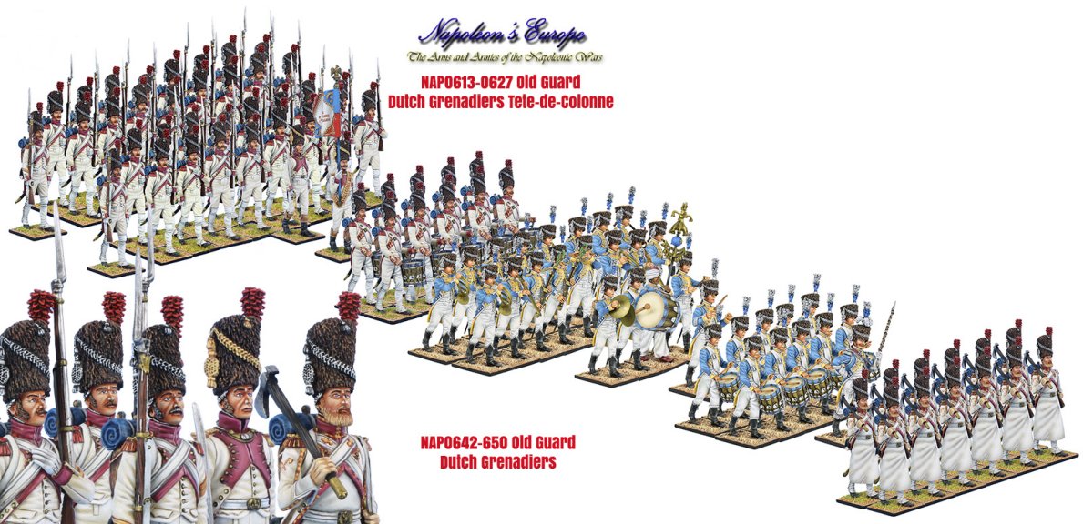 Figurine First Legion Napoleon NAP0642 – Grenadier Porte-drapeau Vieille Garde Hollandaise, 60mm, Plomb Peint